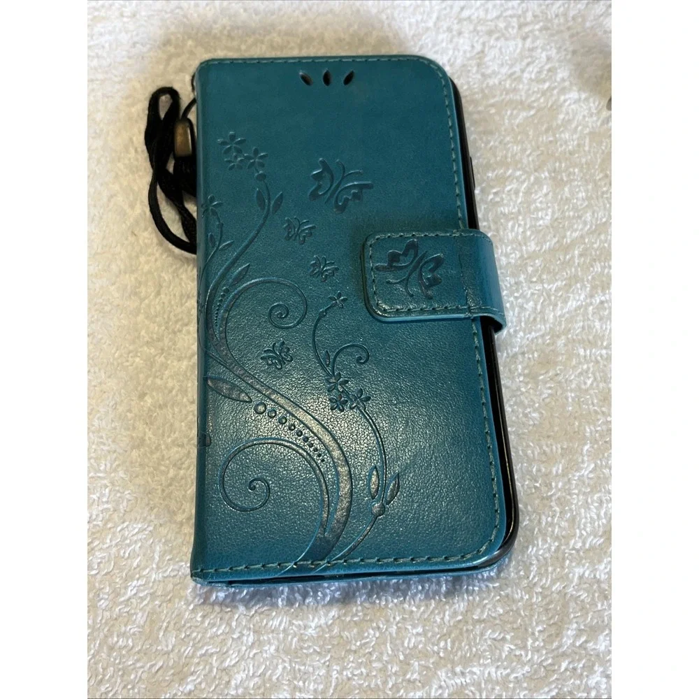 NEW - iPhone 8 Wallet Case Cover Credit Card Holder PU Leather Turquoise/Teal